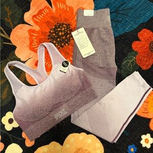 PINK Victoria's Secret Purple Ombre Sports Bra and Leggings